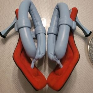 Elegant Red and Blue Heels with Slingback Design